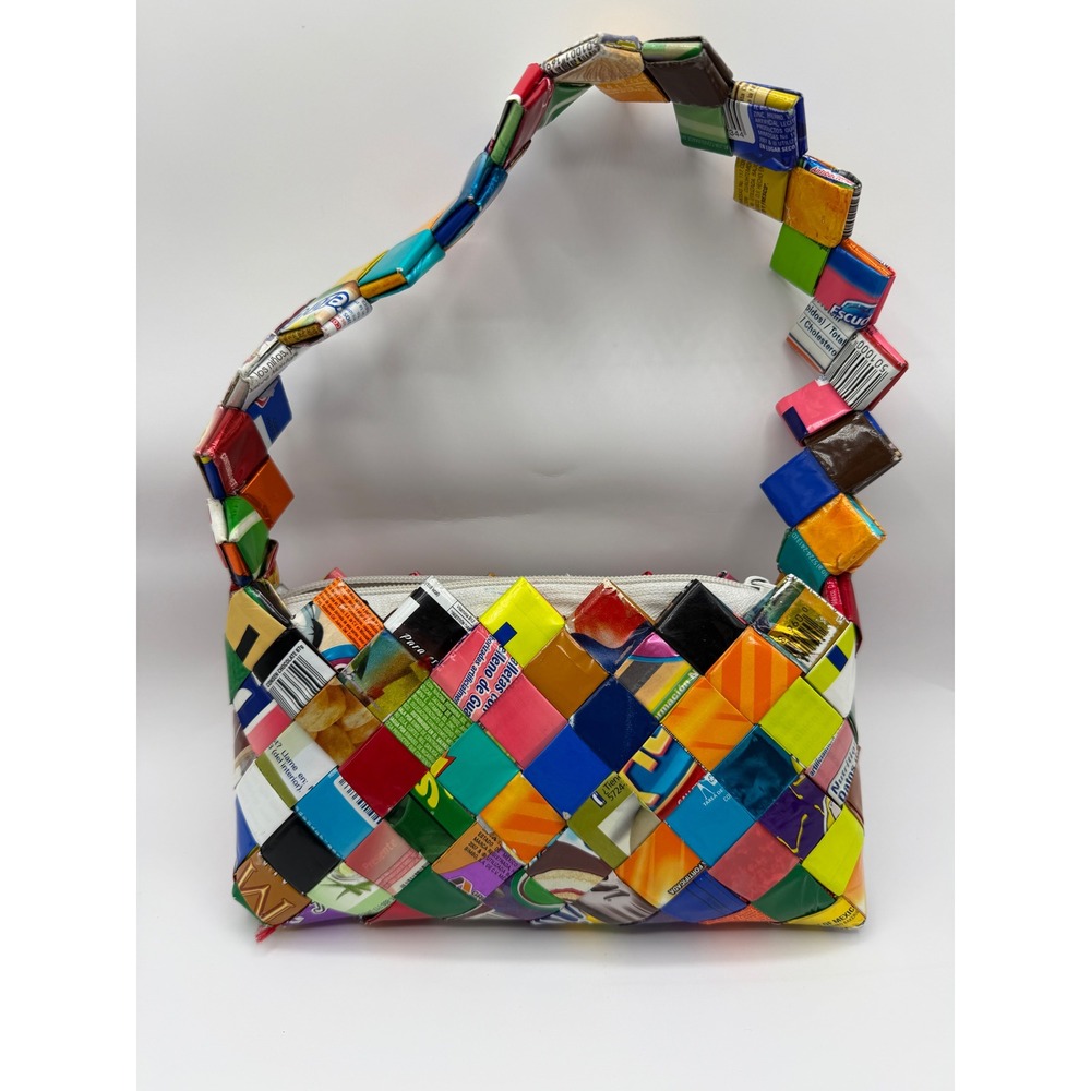 Unique Handmade‎ Recycled Candy Wrapper Handbag Woven Shoulder Bag Spanish